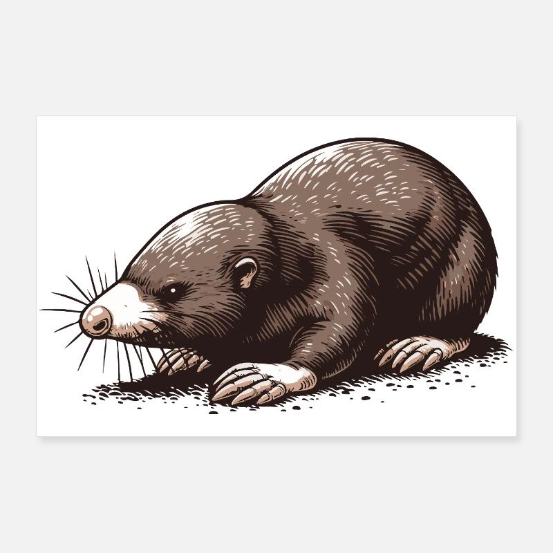 Maulwurf - Poster 90x60 cm - Weiß