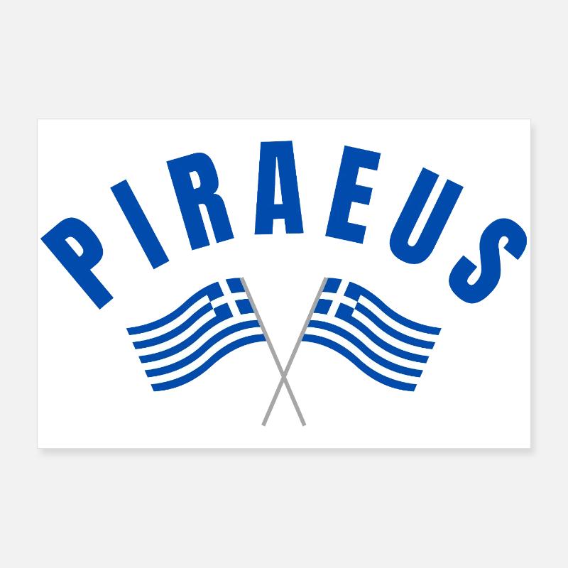 Piraeus Harbour Waves Emblem Poster 36" x 24" (90x60 cm)