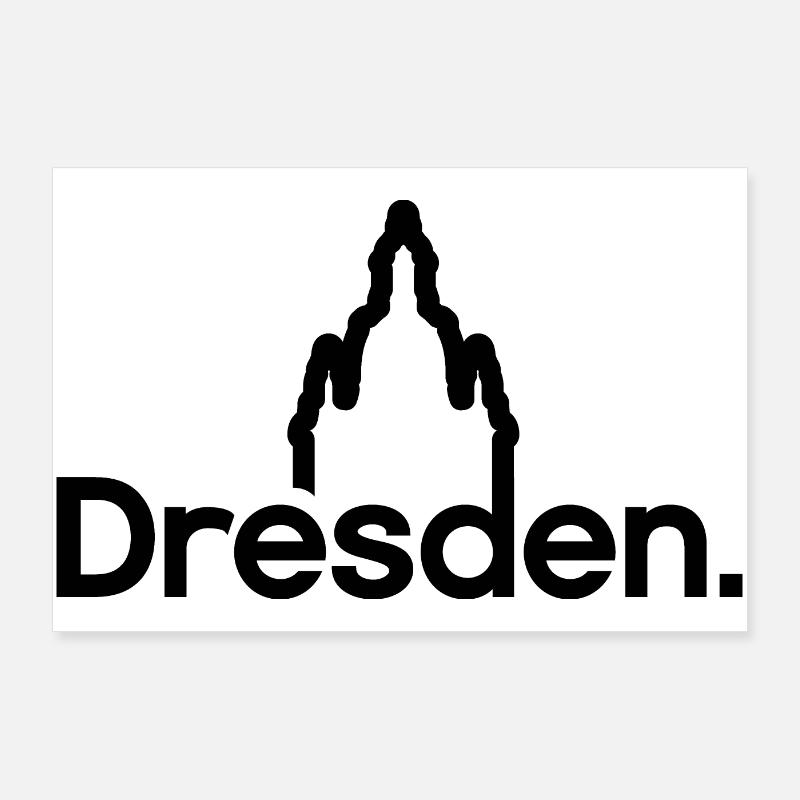 Dresden Frauenkirche Typographie Logo Lignes icône Poster 90 x 60 cm