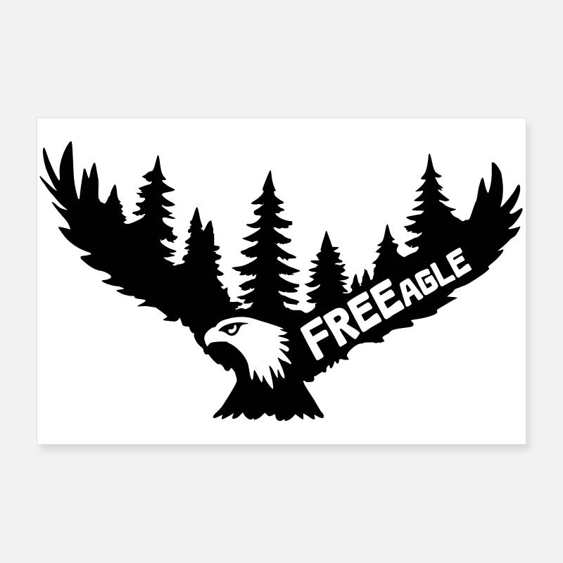 FREEagle - Flying Eagle [Black] Poster 36" x 24" (90x60 cm)