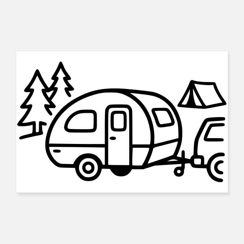 Wohnwagen Camping Camper Wohnmobil Urlaub Poster 90x60 cm