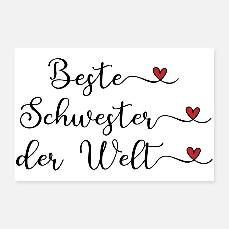 Beste Schwester der Welt Herz Geschenk Poster 90x60 cm