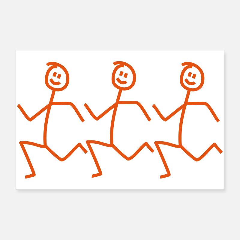 Stick men run Poster 36" x 24" (90x60 cm)