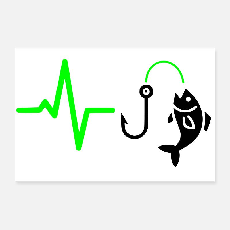 Angler Pulse Fish Silhouette Poster 36" x 24" (90x60 cm)