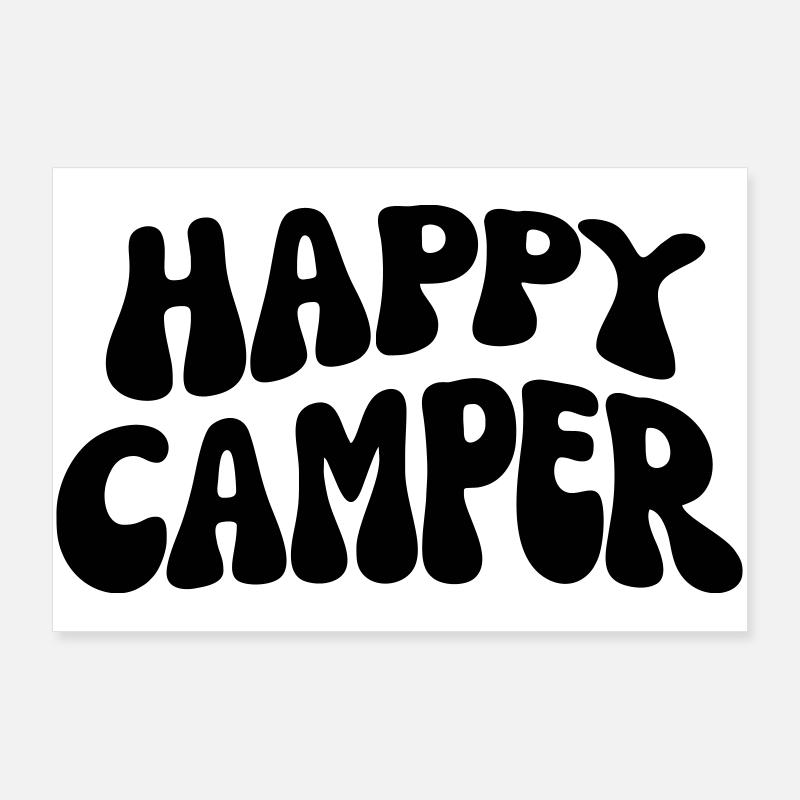 Campeur heureux Poster 90 x 60 cm