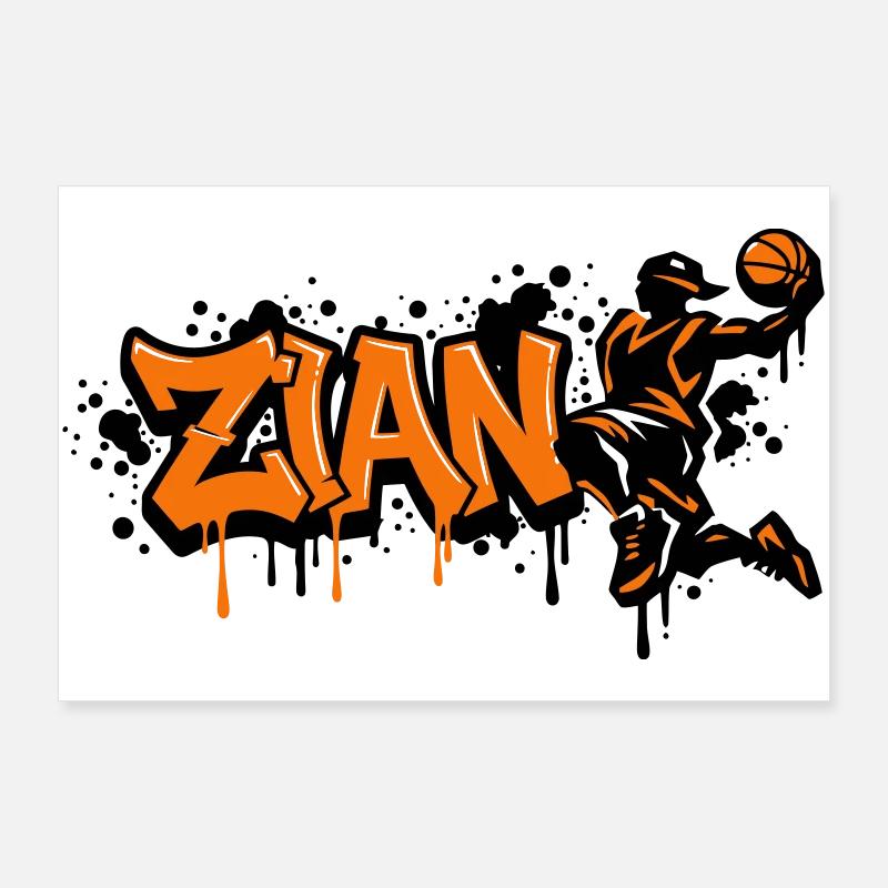 Zian Graffiti Dunk Orange Poster 36" x 24" (90x60 cm)