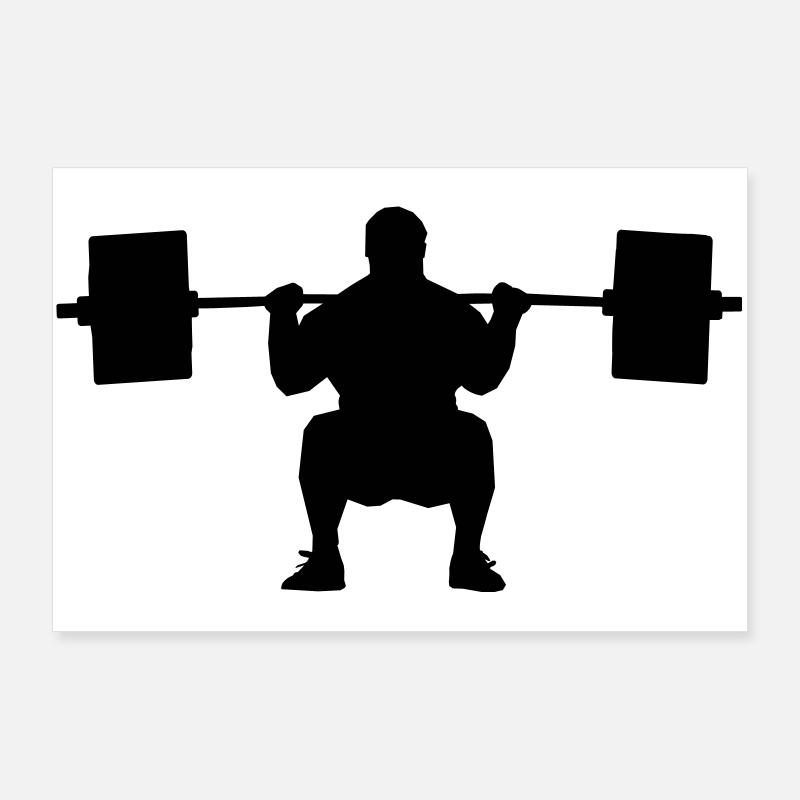 Figure d’ombre d’haltérophile Poster 90 x 60 cm