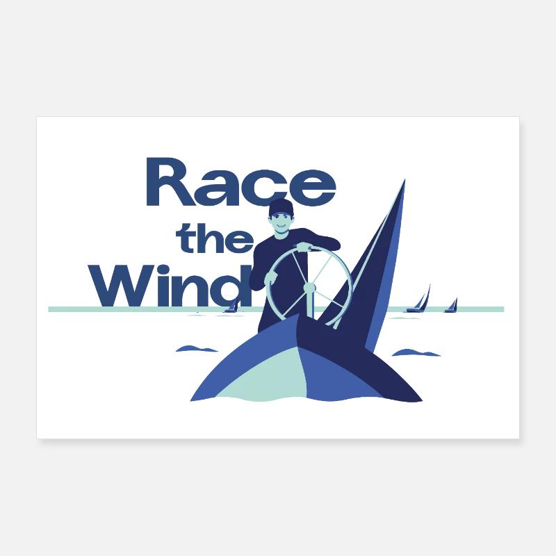 Course contre le vent – Diction du capitaine de régate de voile Poster 90 x 60 cm