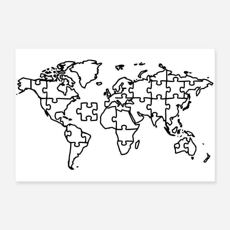 Carte du monde Puzzle Earth Global Poster 90 x 60 cm