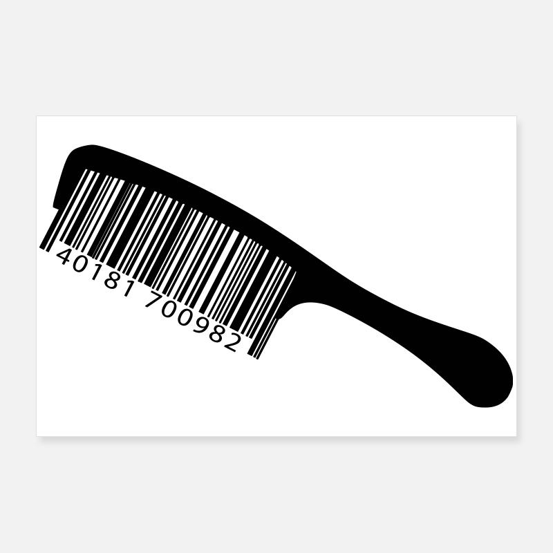 Illustration comb with barcode Poster 36" x 24" (90x60 cm)