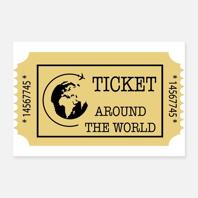 Around the World Ticket Poster 90 x 60 cm
