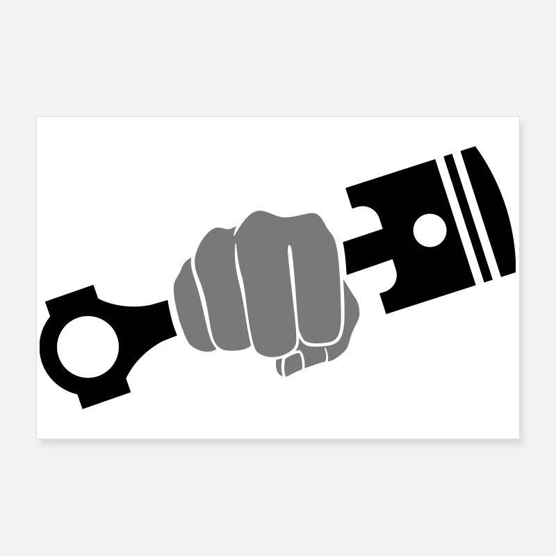 Faust hält Motor Kolben Poster 90x60 cm