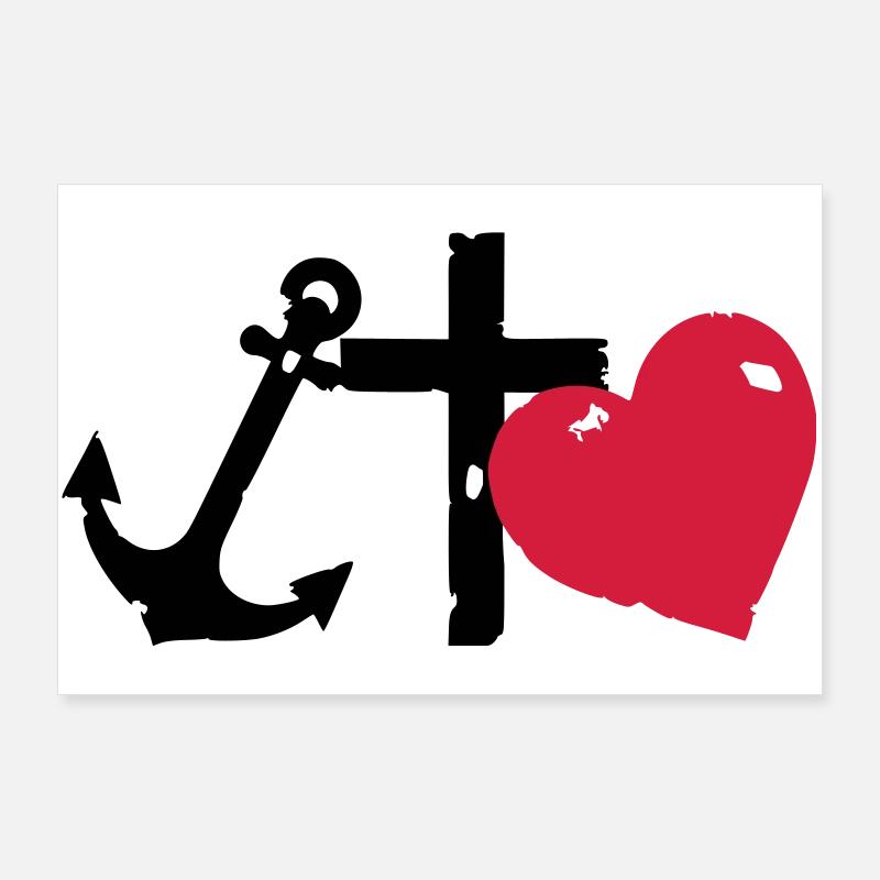 Rote Herzsilhouette glaube-liebe-Hoffnung Poster 90x60 cm