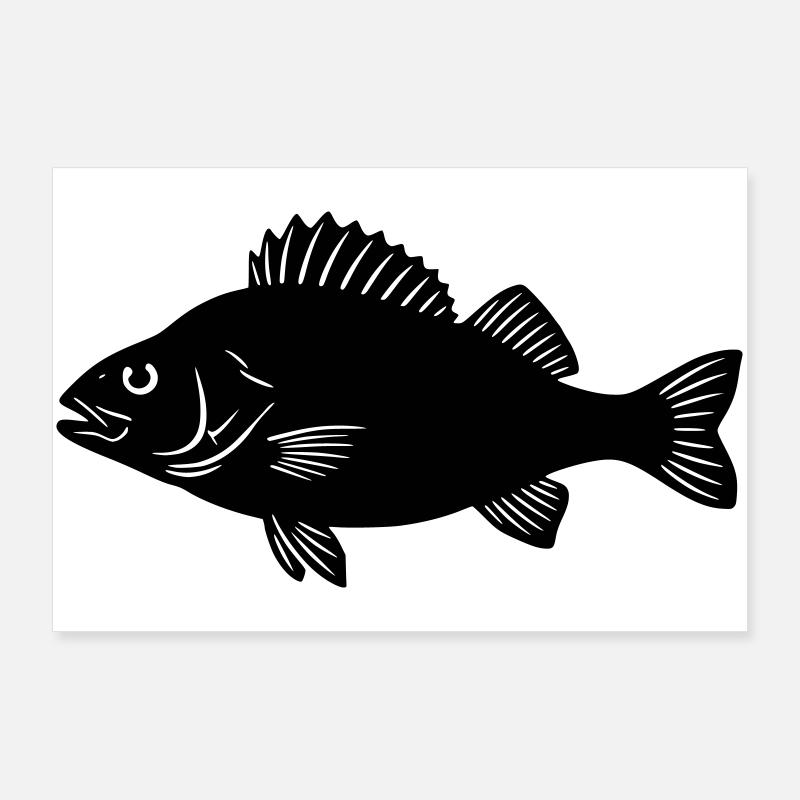 Perch Silhouette Angler Logo Poster 36" x 24" (90x60 cm)