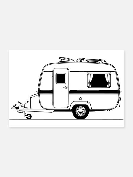 caravane - Poster 90 x 60 cm - blanc - Devant