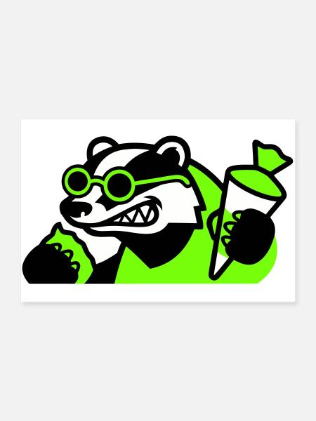 Cool Badger Back to School Icon - Poster 36" x 24" (90x60 cm) - white - Front