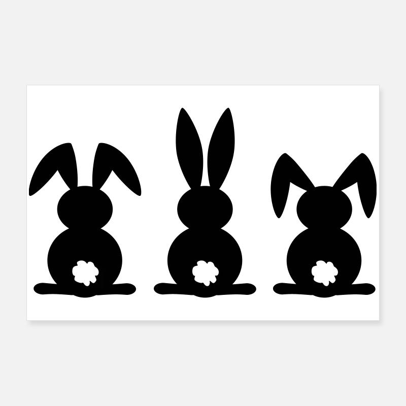 Kaninchen-Silhouette. Frohe Ostern oder Osterfeier. Ei. Poster 90x60 cm