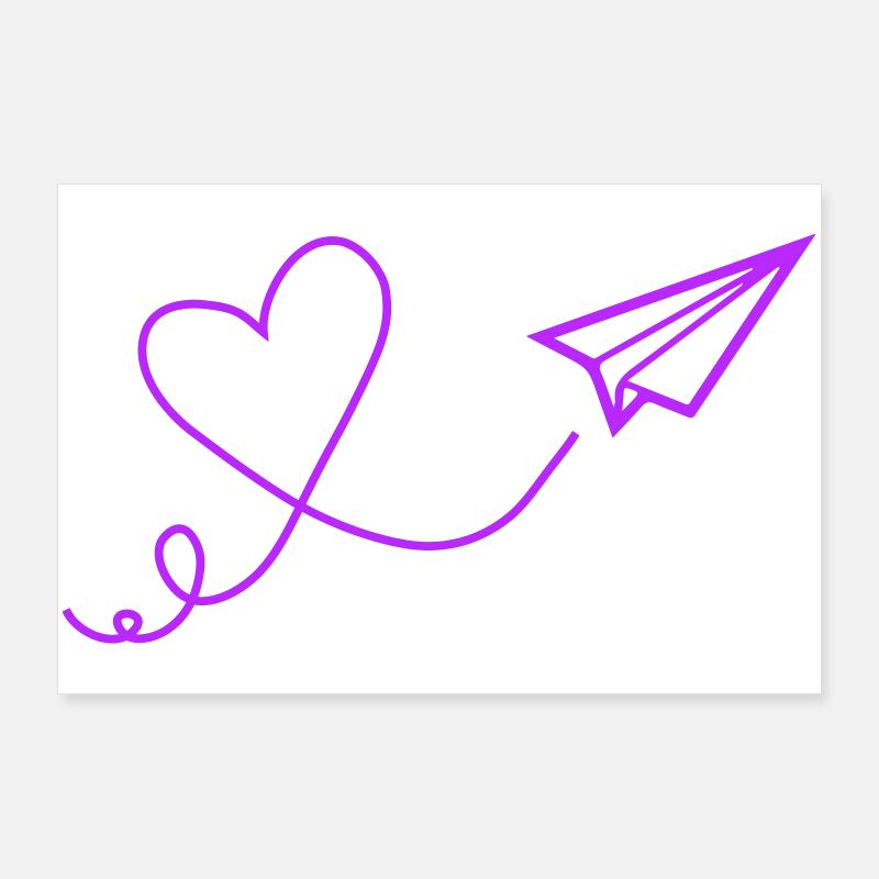 Heart Flight Paper Flight Illustration Poster 36" x 24" (90x60 cm)