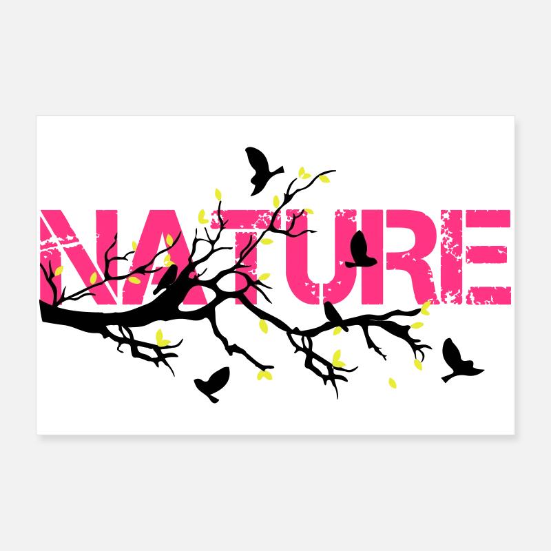 Nature en Rose Éclatante - Poster 90 x 60 cm - blanc