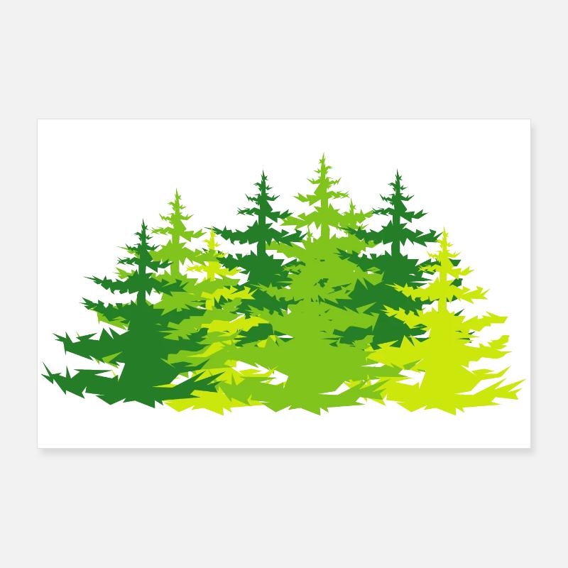 Forêt, arbres, forêts mixtes, icône, nature, graphique - Poster 90 x 60 cm - blanc