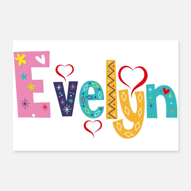 Personalized Evelyn Name - Poster 36" x 24" (90x60 cm) - white