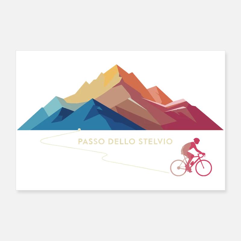 Montée cycliste du col du Stelvio Poster 90 x 60 cm