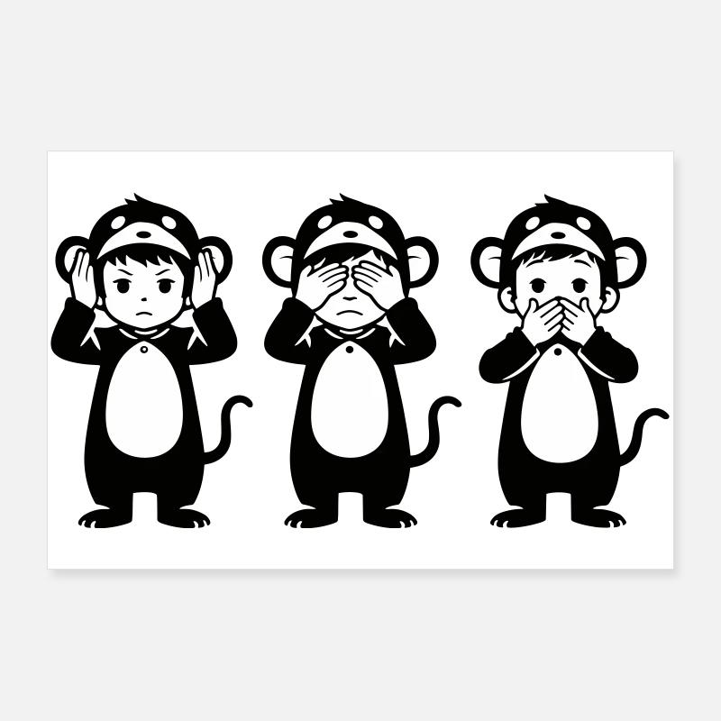Trois singes Poster 90 x 60 cm