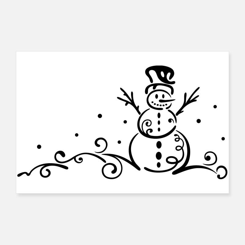 Snowman winter snowflakes snow Poster 36" x 24" (90x60 cm)