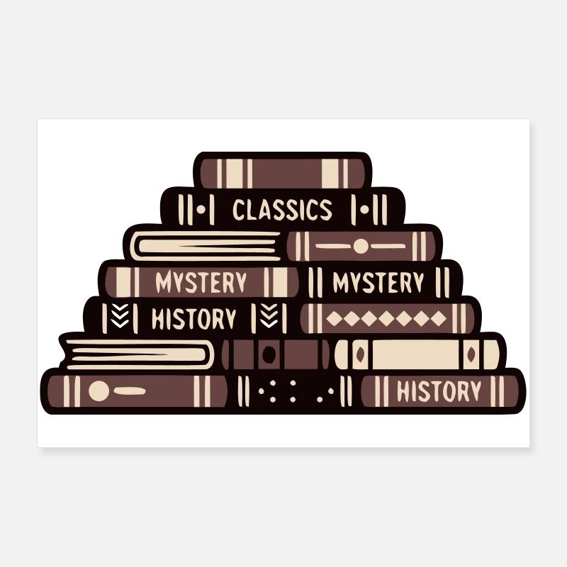 Club de lecture Book Stack Professeur passionné de lecture Poster 90 x 60 cm