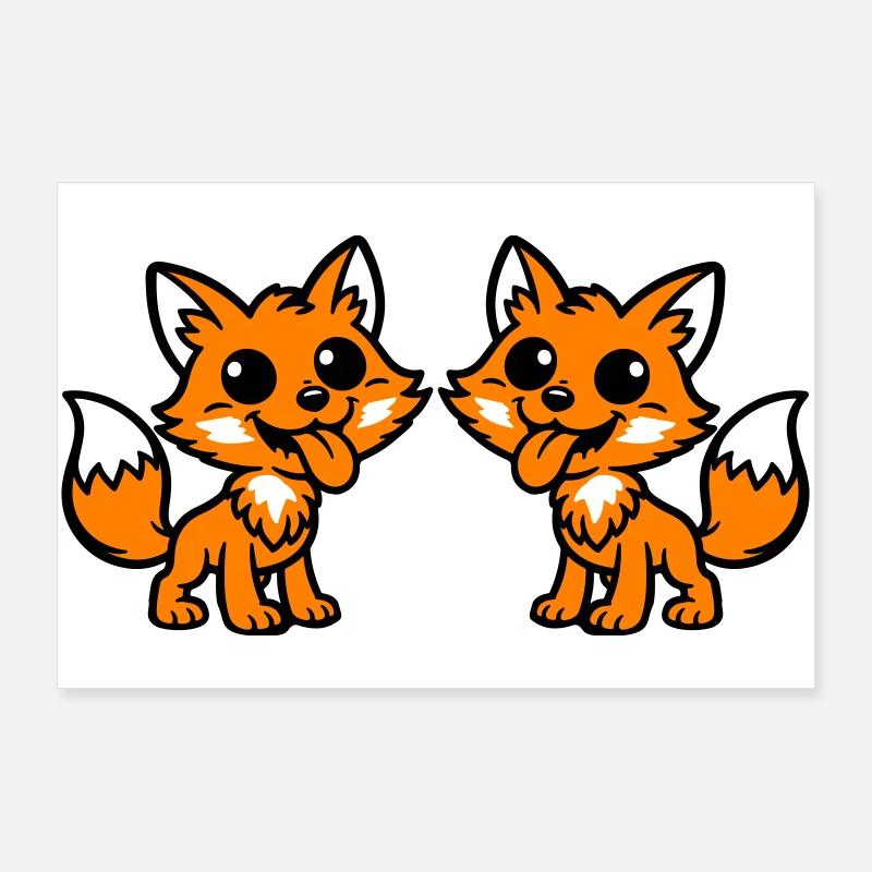 Couple Renard Poster 90 x 60 cm