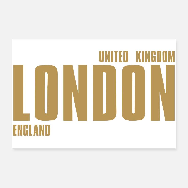 London Gold Lettering Poster 36" x 24" (90x60 cm)