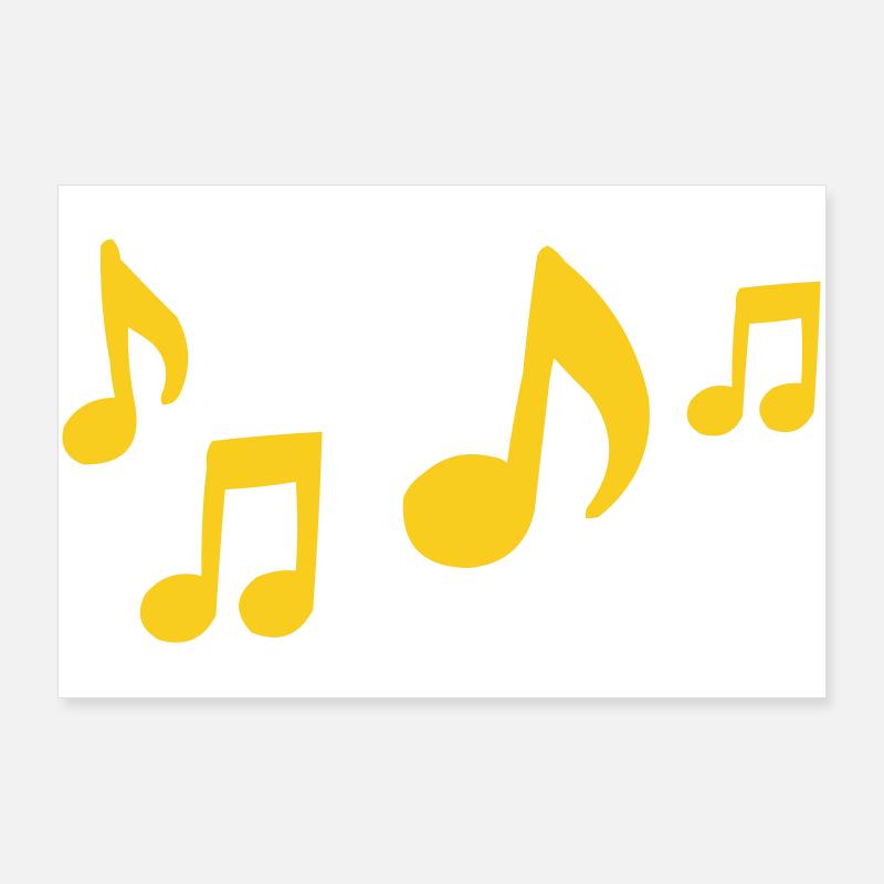 Yellow Musical Notes Contrast Poster 36" x 24" (90x60 cm)