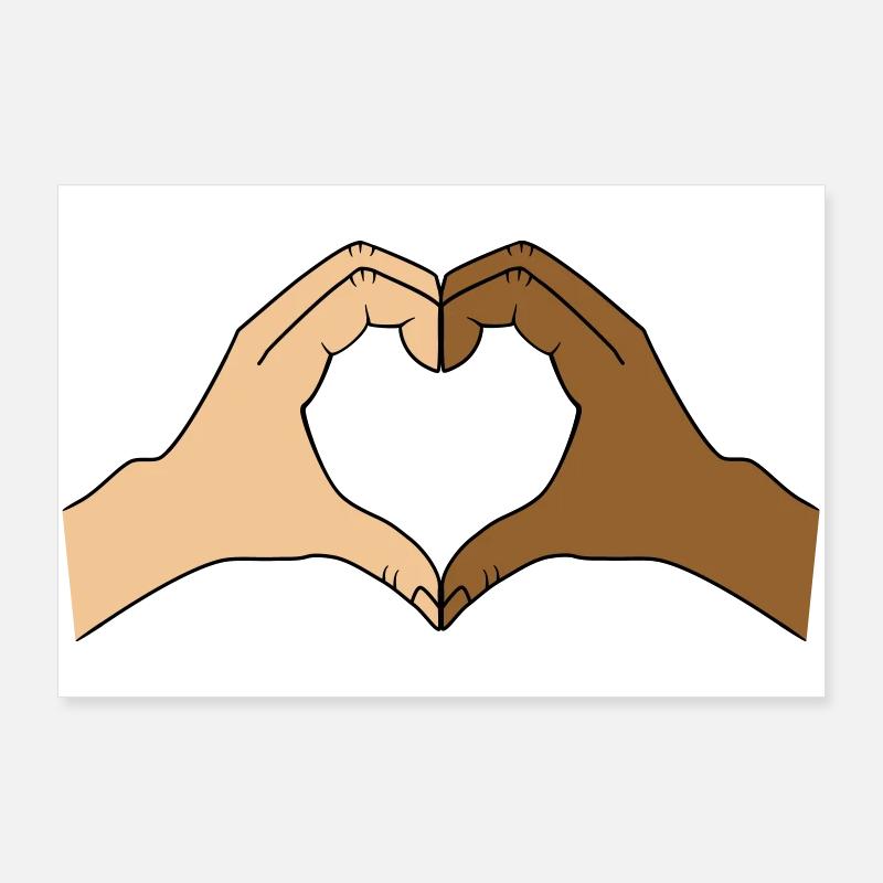 Coloured heart hand motif - customisable Poster 36" x 24" (90x60 cm)