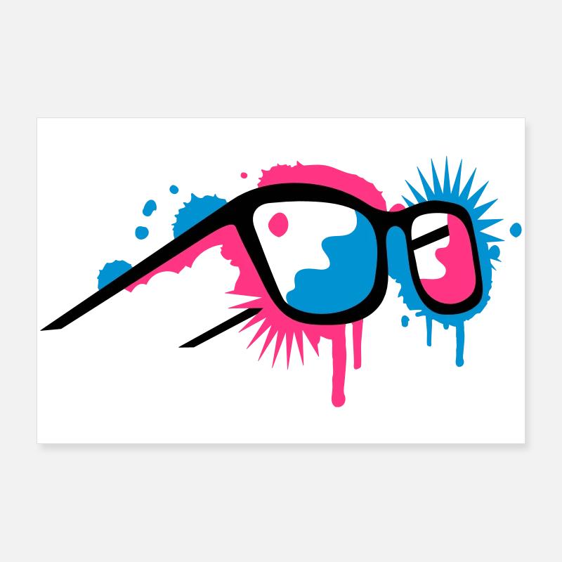 3D Brille im Graffiti Stil Poster 90x60 cm