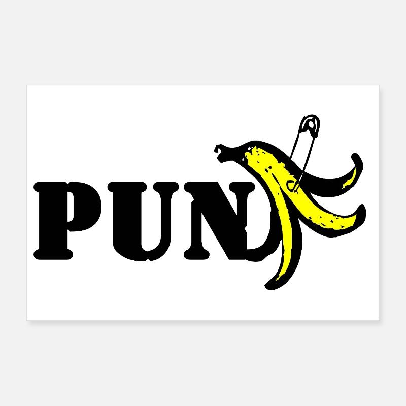 Punk Banane The Monkey Dance - Poster 90x60 cm - Weiß