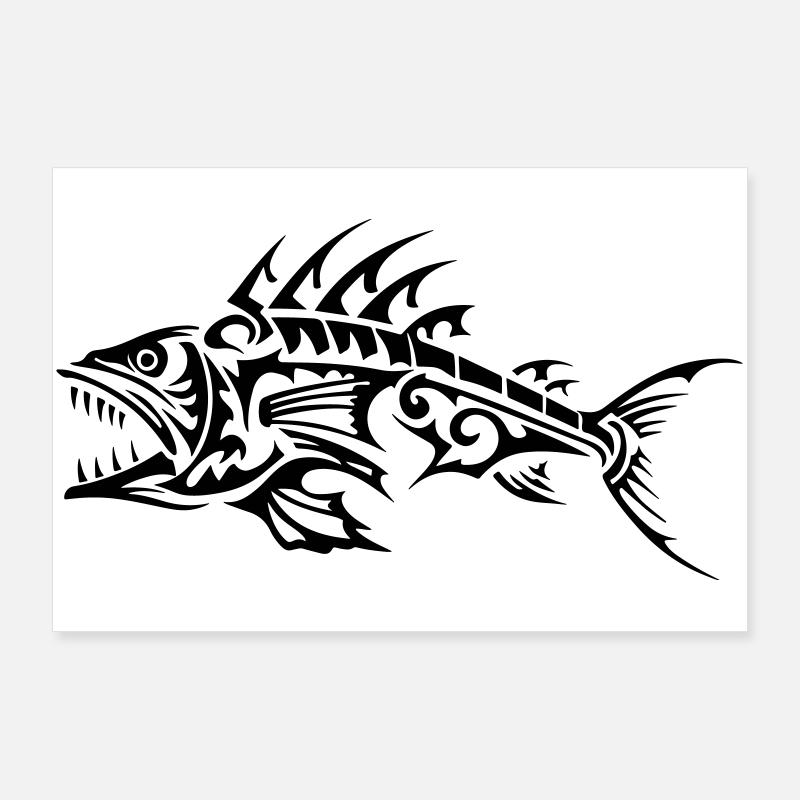 Fish Tribal Bones Poster 36" x 24" (90x60 cm)