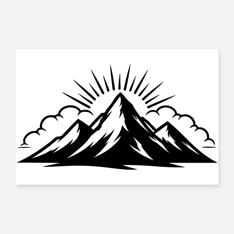 Berge Wolken Gipfel Poster 90x60 cm