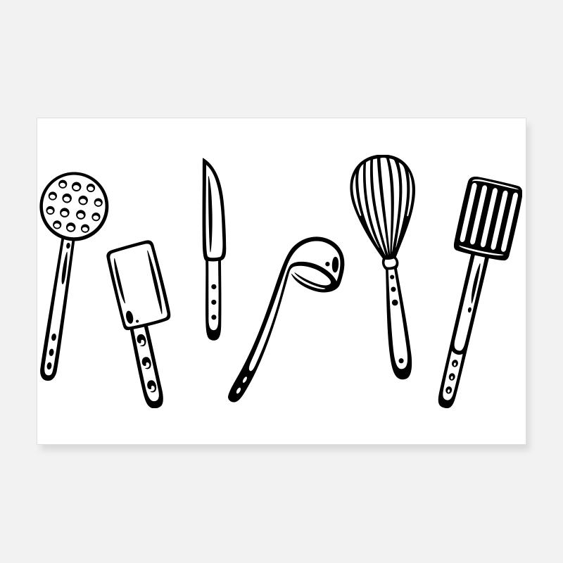 Les ustensiles de cuisine pour la cuisson. Poster 90 x 60 cm