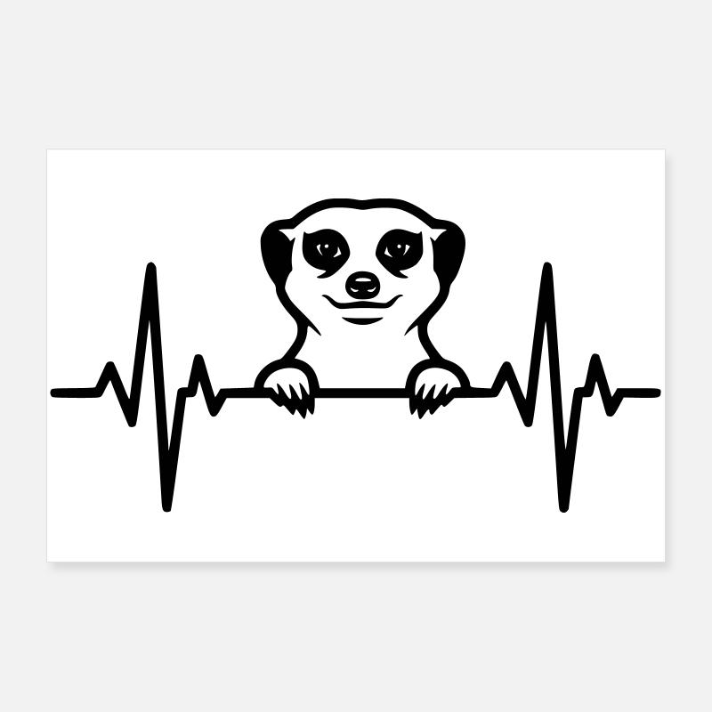 Illustration du battement de cœur de Suricate Poster 90 x 60 cm