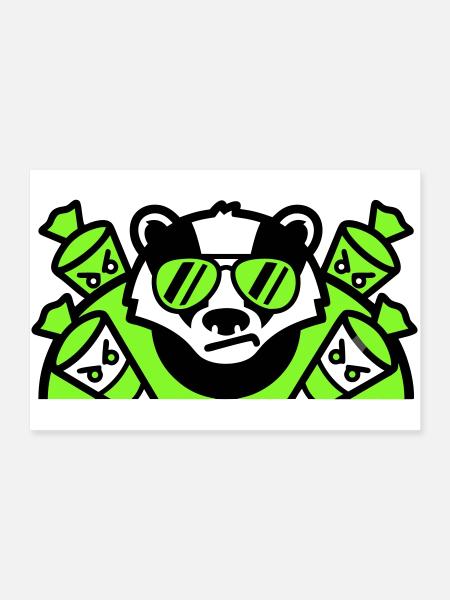 Logo des cornets de sucre blaireaux - Poster 90 x 60 cm - blanc - Devant