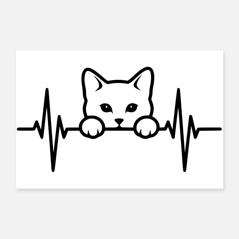 Battant de cœur de chat – Amoureux des chats Poster 90 x 60 cm