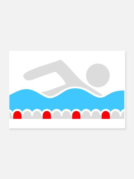 Schwimmer Piktogramm Freistil Welle Pool Sport - Poster 90x60 cm - Weiß - Vorne