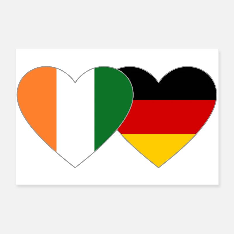 Côte d'Ivoire Germany Flag Heart Poster 36" x 24" (90x60 cm)