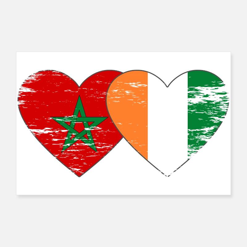 Cœur du drapeau marocain de Côte d’Ivoire utilisé Poster 90 x 60 cm