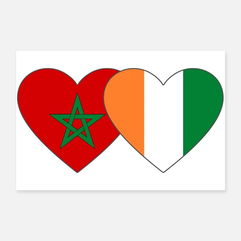 Cœur du drapeau du Maroc de Côte d’Ivoire Poster 90 x 60 cm
