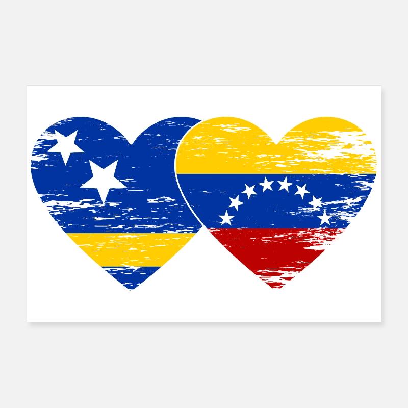 Cœur du drapeau du Venezuela de Curaçao utilisé Poster 90 x 60 cm