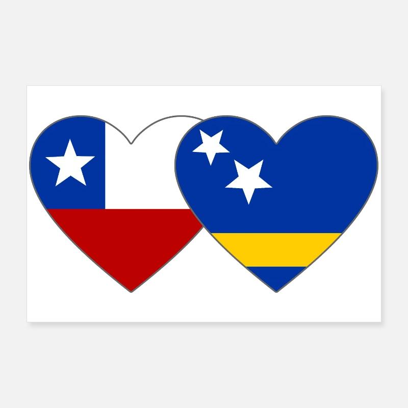 Chile_Curacao_Flagge_Herz Poster 36" x 24" (90x60 cm)