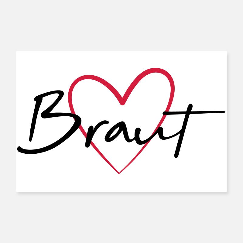 Braut Herz Junggesellinnenabschied - Poster 90x60 cm - Weiß