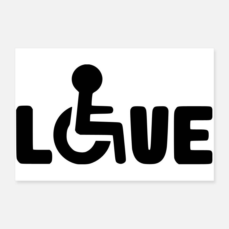Liebe zum Rollstuhl # - Poster 90x60 cm - Weiß