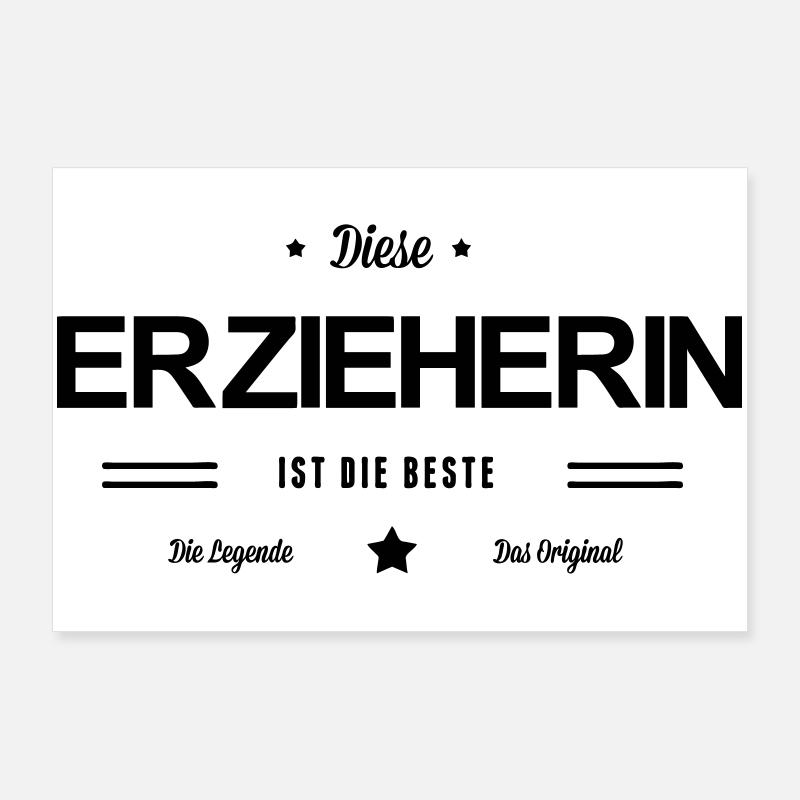Beste Erzieherin - Poster 90x60 cm - Weiß